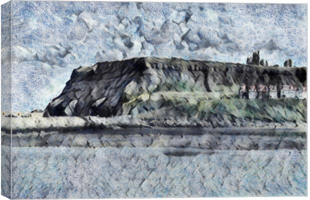 Whitby Cliffs - Pencil Sketch II Canvas Print by Glen Allen