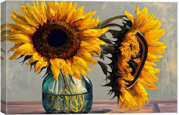 A vase of Sunflowers Canvas Print by Glen Allen