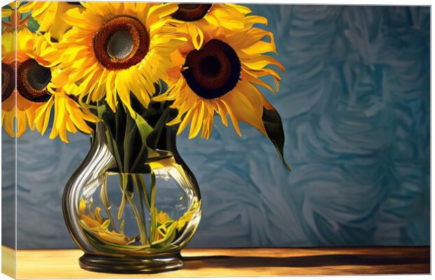 A Vase of Sunflowers 02 Canvas Print by Glen Allen