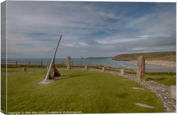 Perrnaporth Sundial - Cornwall Canvas Print by Glen Allen