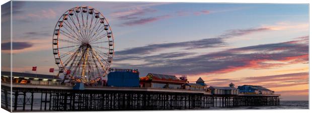 Blackpool Central Pier Panoramic Canvas Print by Glen Allen