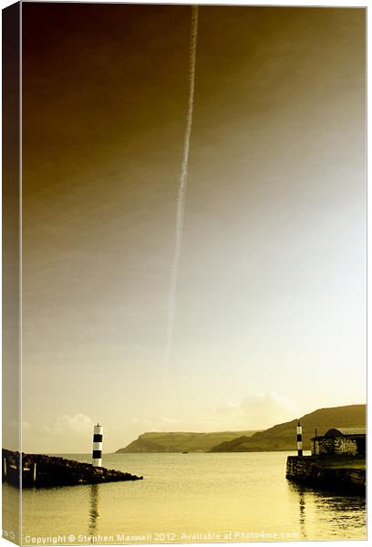 Plane Trails in the Sunset Canvas Print by Stephen Maxwell