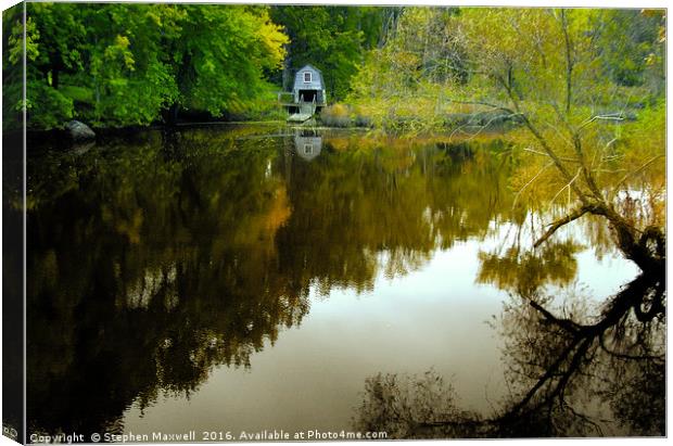 The Boathouse, Concord River Canvas Print by Stephen Maxwell