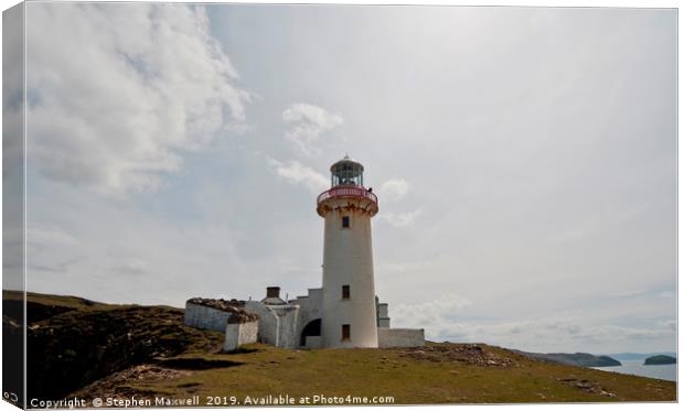 Arranmore Lighthouse Canvas Print by Stephen Maxwell