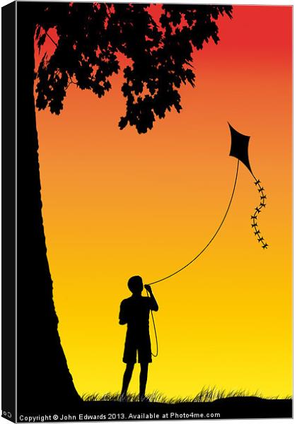 Childhood dreams, The Kite Canvas Print by John Edwards