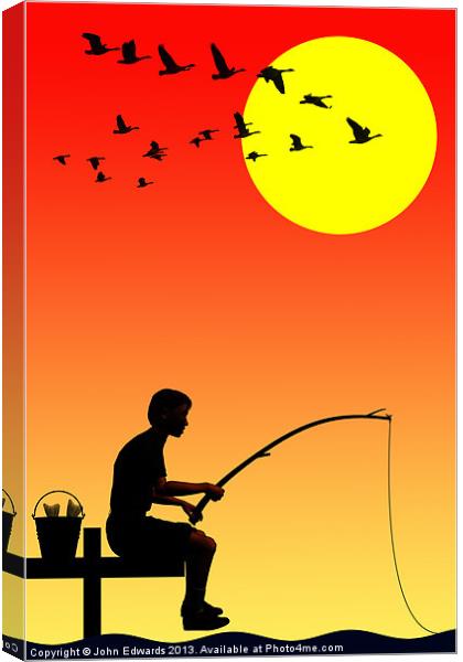 Childhood dreams, Fishing Canvas Print by John Edwards