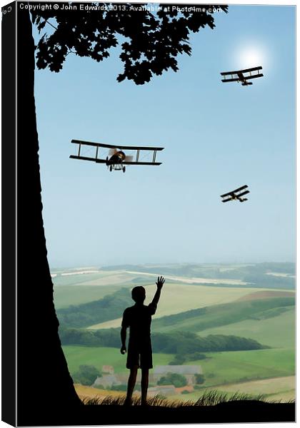 Childhood Dreams - The Flypast Canvas Print by John Edwards