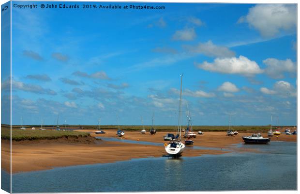 Low Tide, Wells-next-the-sea, North Norfolk Canvas Print by John Edwards