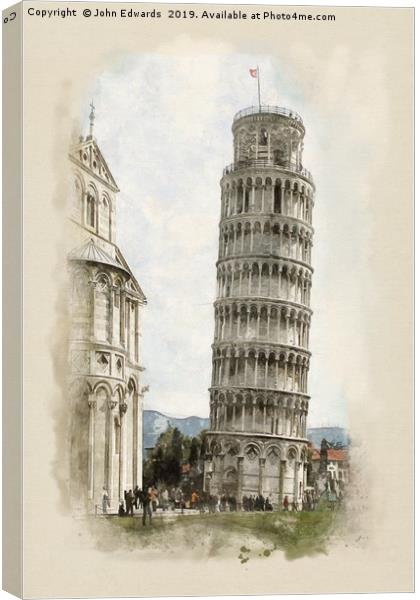The Leaning Tower  Canvas Print by John Edwards