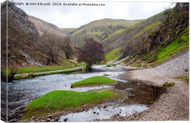 Islands in the stream, Dovedale Canvas Print by John Edwards
