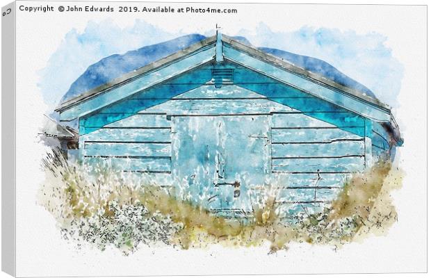 The Blue Beach Hut Canvas Print by John Edwards