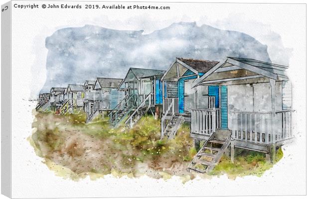 Beach Huts Canvas Print by John Edwards