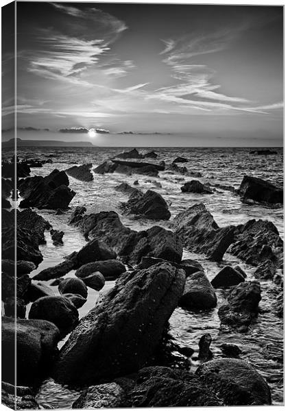 Mupe Rocks at Sunrise Black & White Canvas Print by Sharpimage NET