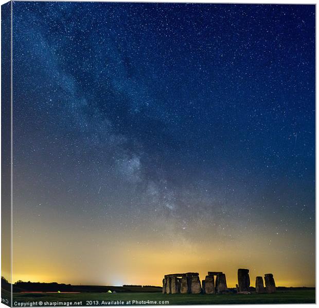 Milky Way over Stonehenge Canvas Print by Sharpimage NET