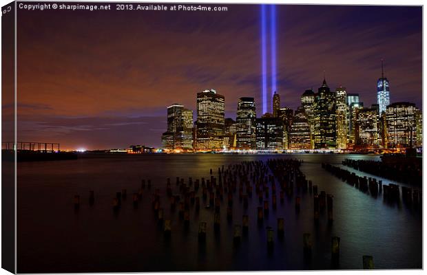 9/11 Tribute in Light from Brooklyn Canvas Print by Sharpimage NET