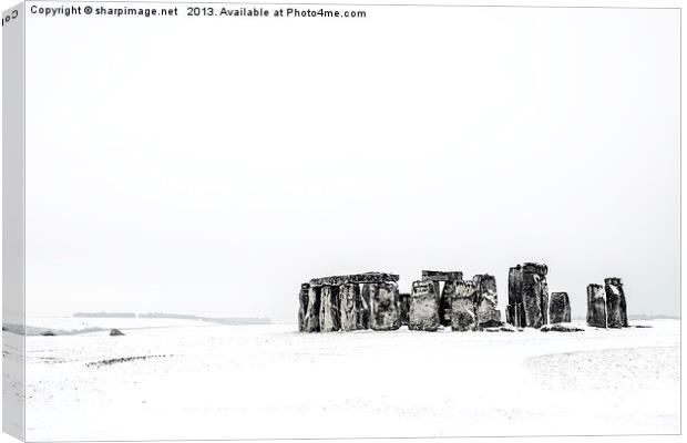 Stonehenge in Snow Canvas Print by Sharpimage NET