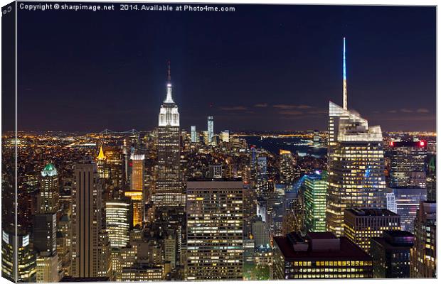New York at Night Canvas Print by Sharpimage NET