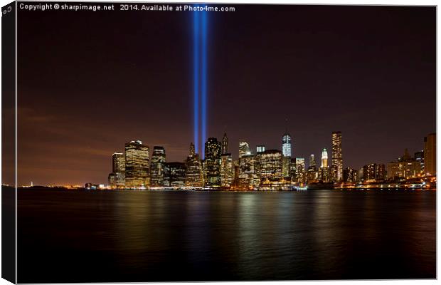9/11 Tribute in Light from Brooklyn Canvas Print by Sharpimage NET