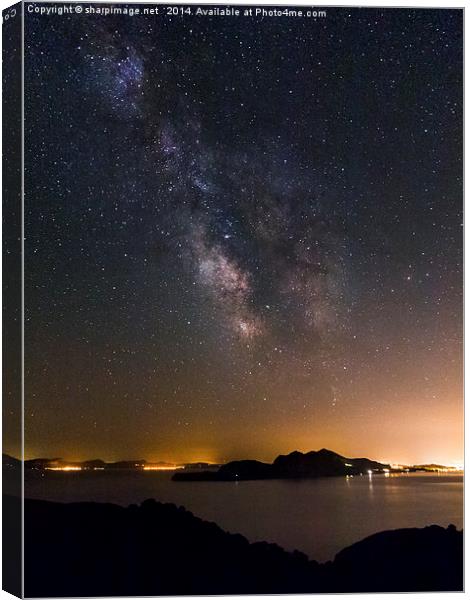 Milky Way over Mallorca Canvas Print by Sharpimage NET