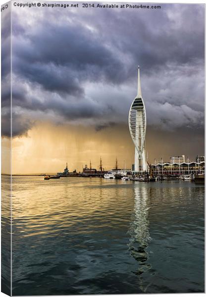 Spinnaker Tower Storm - 2 Canvas Print by Sharpimage NET