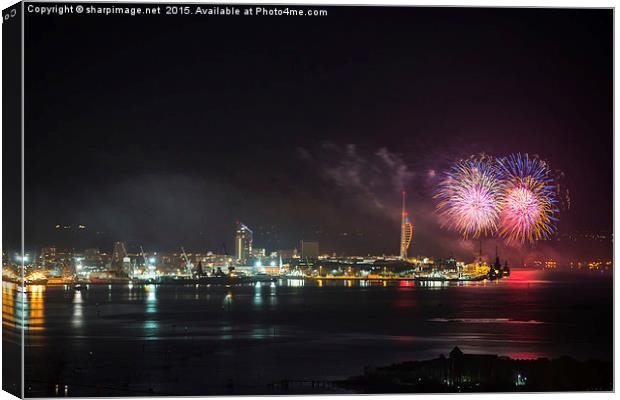  Portsmouth Fireworks Canvas Print by Sharpimage NET