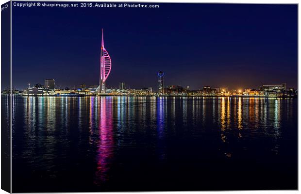  Portsmouth Harbour Waterfront at Dusk Canvas Print by Sharpimage NET