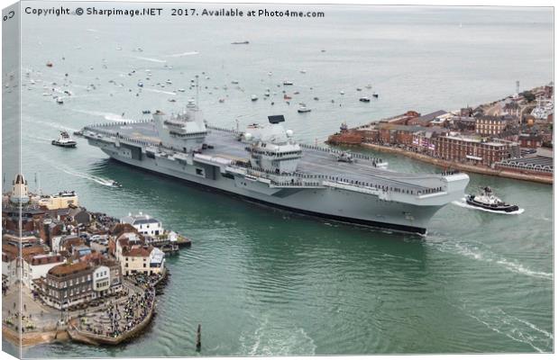HMS Queen Elizabeth arrives home Canvas Print by Sharpimage NET