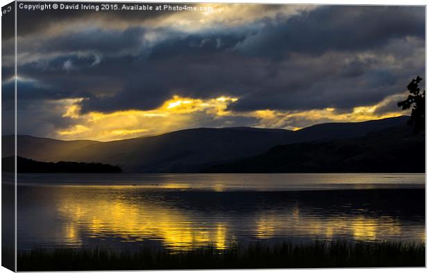  Early morning storm clouds over Loch Tay Canvas Print by David Irving