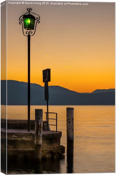  Sunrise Lake Garda Canvas Print by David Irving