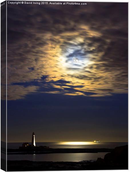 Moonrise over St Marys Island Canvas Print by David Irving