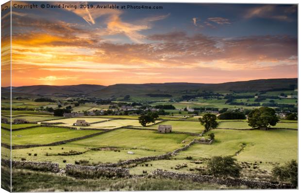 Sunset over Hawes Canvas Print by David Irving