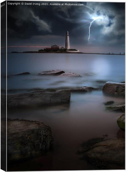 Thunderstorm at St Marys Island Canvas Print by David Irving