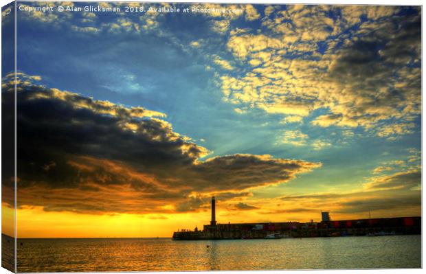 Margate harbour arm at the golden hour. Canvas Print by Alan Glicksman