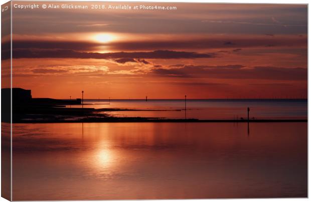 Sunset on the boating pool Canvas Print by Alan Glicksman
