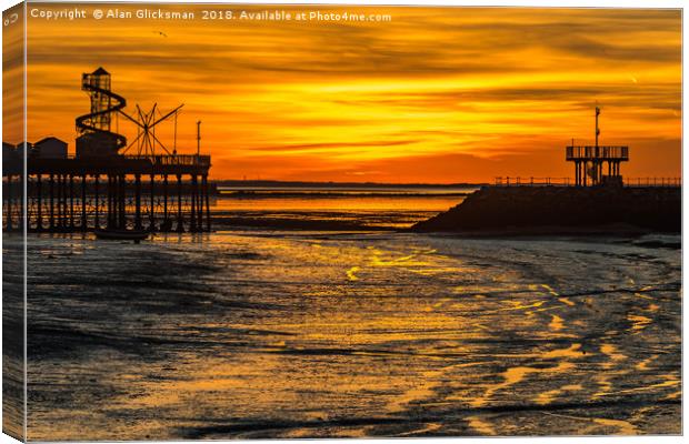 A silhouette of Herne bay pier. Canvas Print by Alan Glicksman