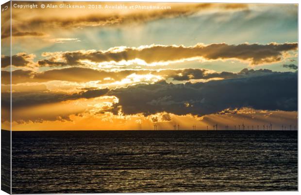 Sunset over Thanet Offshore Wind Farm Canvas Print by Alan Glicksman