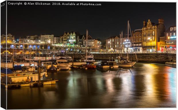 Harbour on a cold night Canvas Print by Alan Glicksman