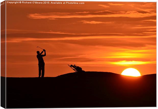 Golfer at sunset Canvas Print by Richard O'Meara