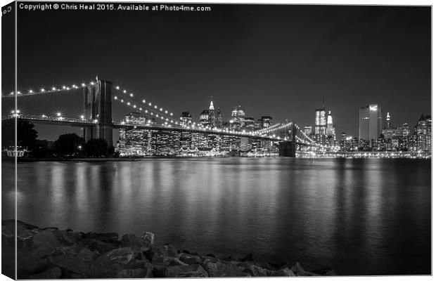  Brooklyn Bridge by Night Canvas Print by Chris Heal