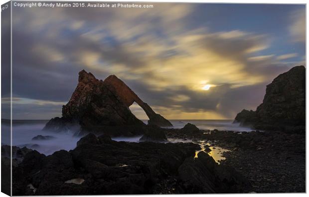  Bow Fiddle Rock by moonlight Canvas Print by Andy Martin
