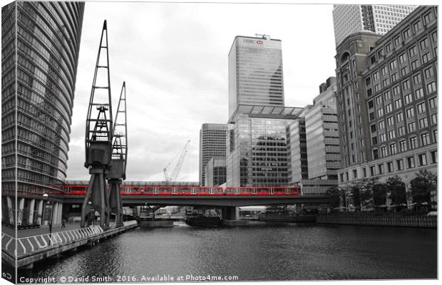 Docklands around canary wharf Canvas Print by David Smith