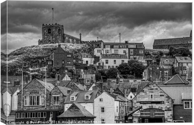 Whitby Roof tops looking towards east cliff Canvas Print by David Smith