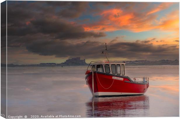 Boat In Holy Island Harbour Canvas Print by David Smith
