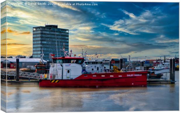 Boat In Grimsby Dock Canvas Print by David Smith