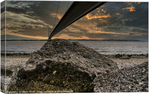 The Humber Bridge From Hessle Foreshore Canvas Print by David Smith