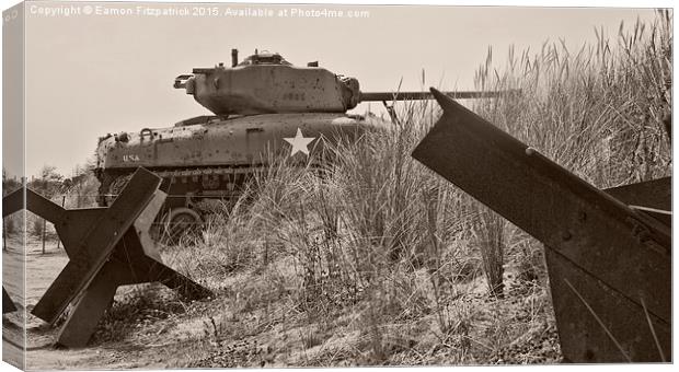  Sherman Tank at Utah Beach Canvas Print by Eamon Fitzpatrick