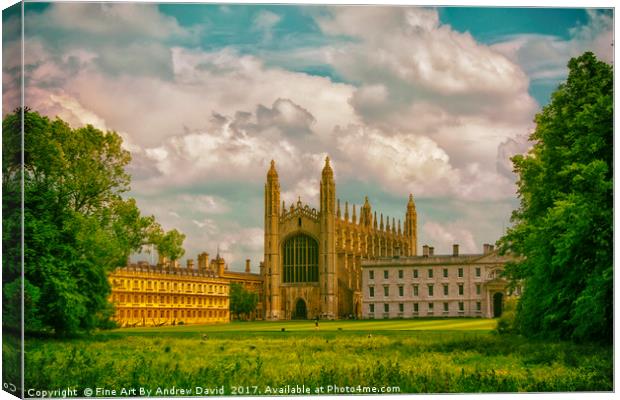 A Summer's Day At Kings College,Cambridge Canvas Print by Andrew David Photography 