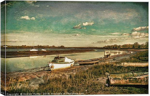 Boats And Yachts  Moored On The River Blackwater  Canvas Print by Andrew David Photography 