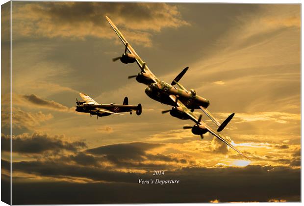 Sunset over Lincolnshire with BBMF Lancaster Bombe Canvas Print by Stephen Ward