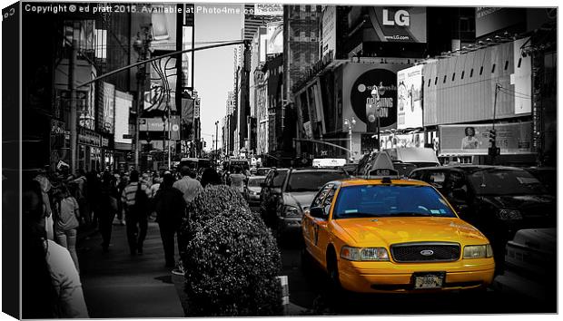  Times Square Taxi Canvas Print by ed pratt